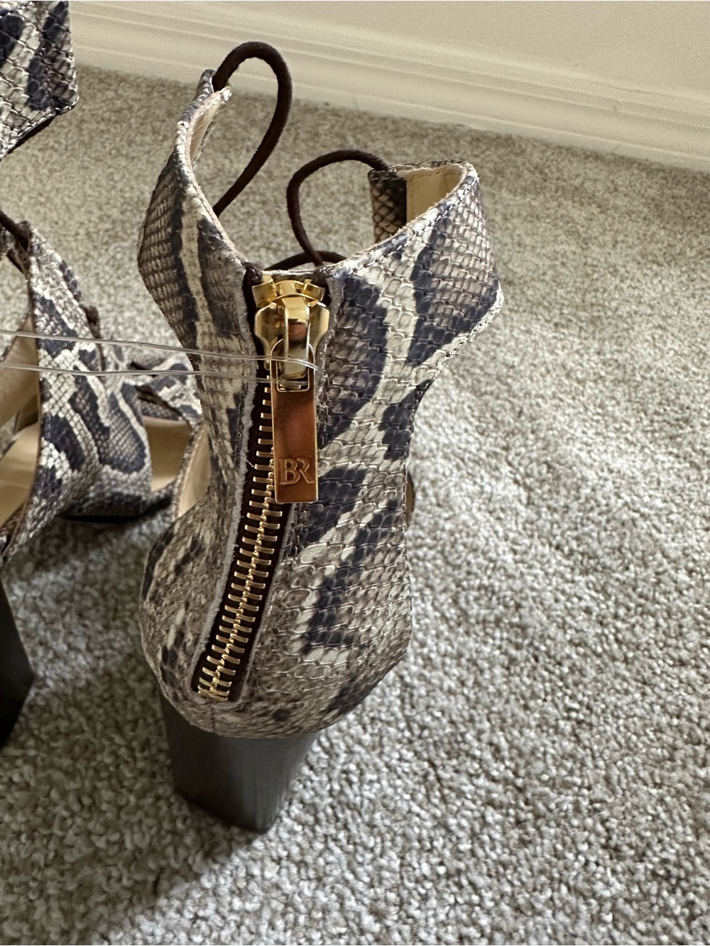 Banana Republic Python-Print Leather Block Heel Gladiator Sandals - Picture 7 of 11